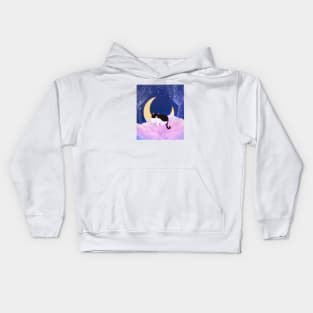 Tuxedo Cat on Pink Clouds Kids Hoodie